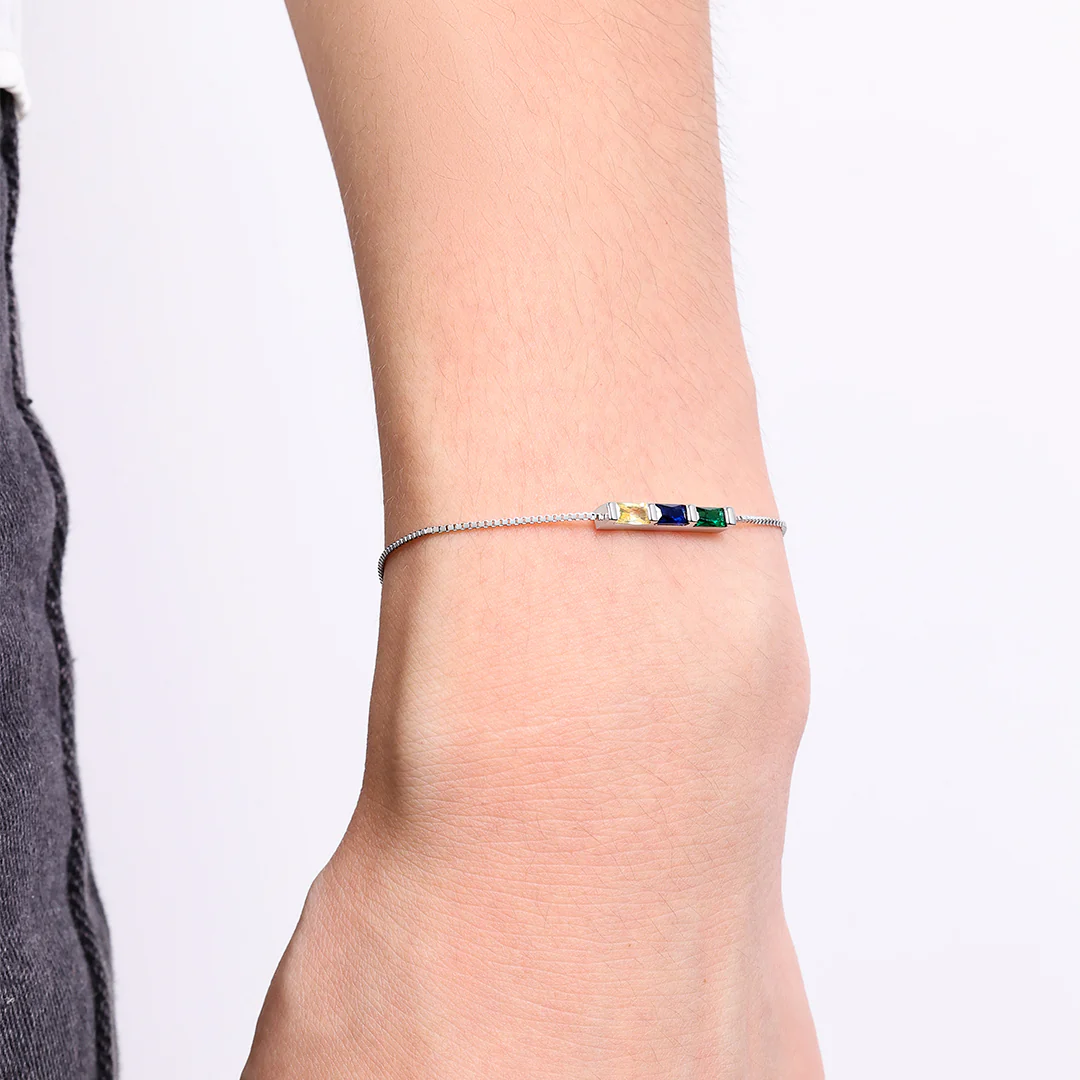 Dainty Baguette Birthstone Bracelet - Image 7