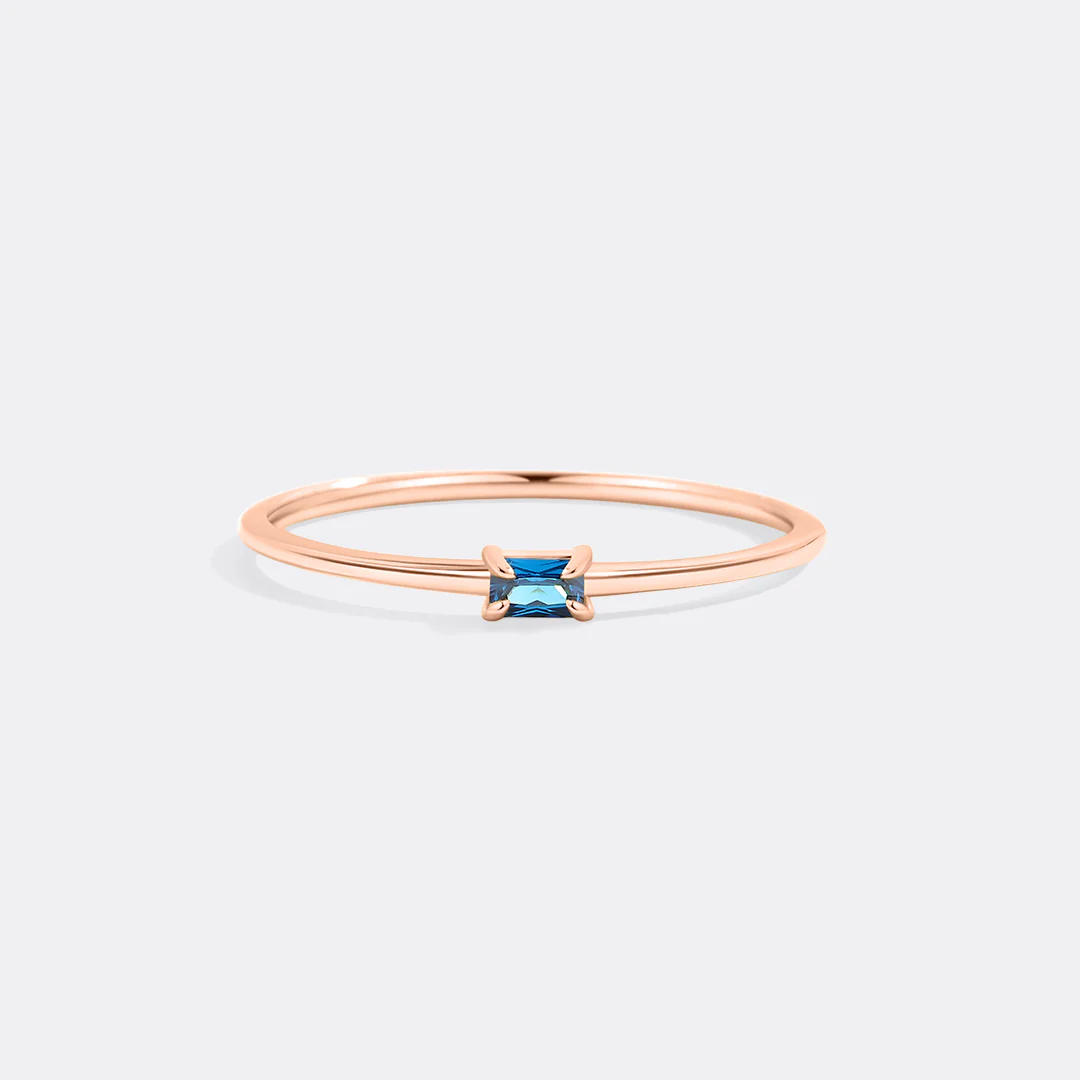 Dainty Baguette Birthstone Stacking Ring - Image 14