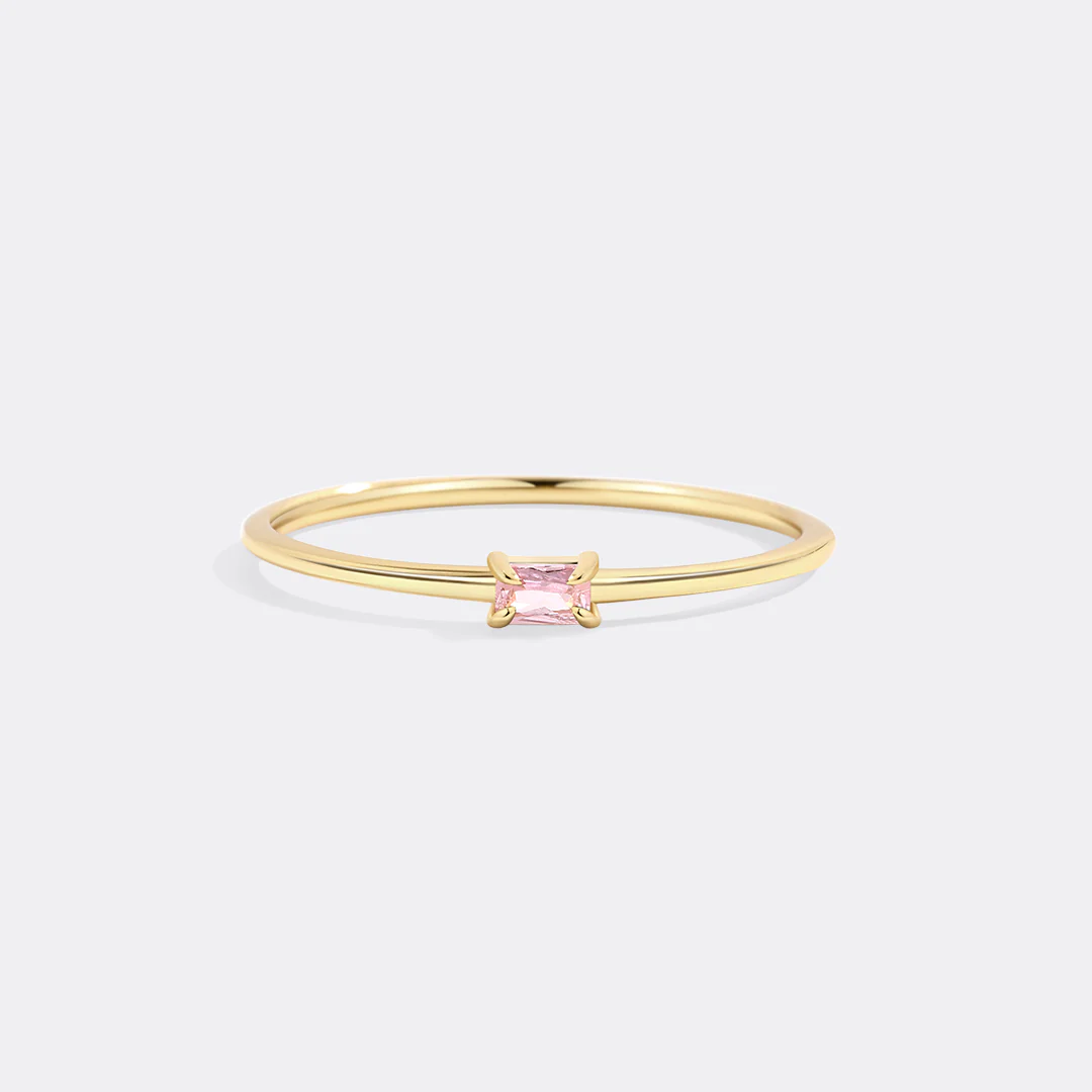 Dainty Baguette Birthstone Stacking Ring - Image 18