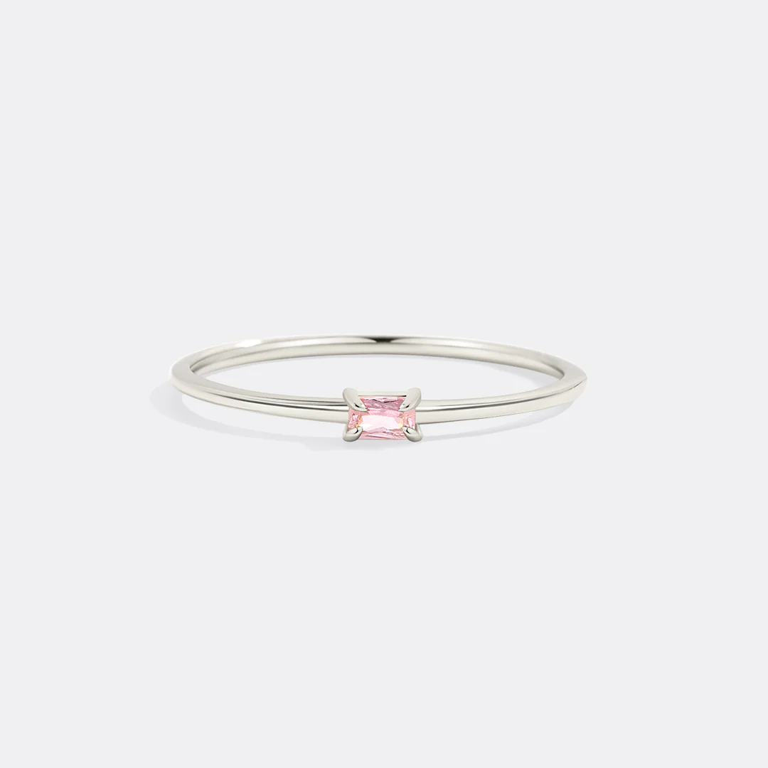 Dainty Baguette Birthstone Stacking Ring - Image 20