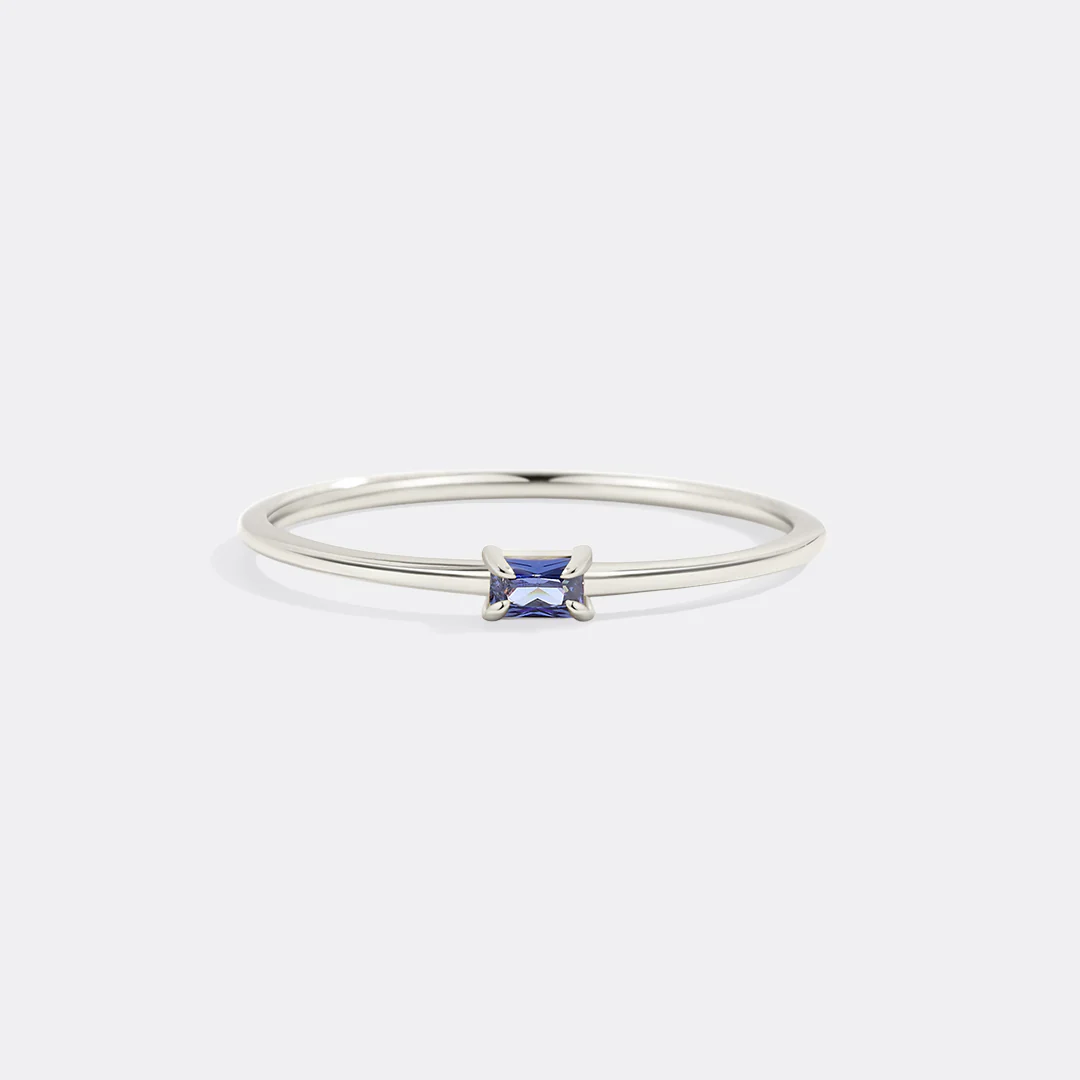 Dainty Baguette Birthstone Stacking Ring - Image 23