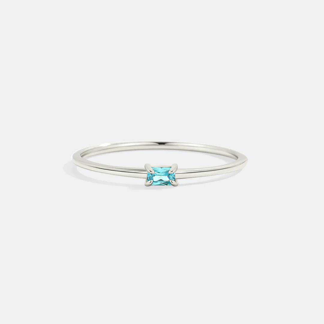 Dainty Baguette Birthstone Stacking Ring - Image 41