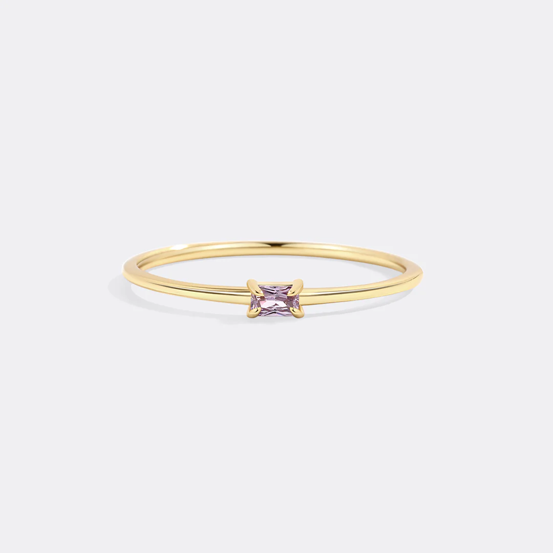Dainty Baguette Birthstone Stacking Ring - Image 42