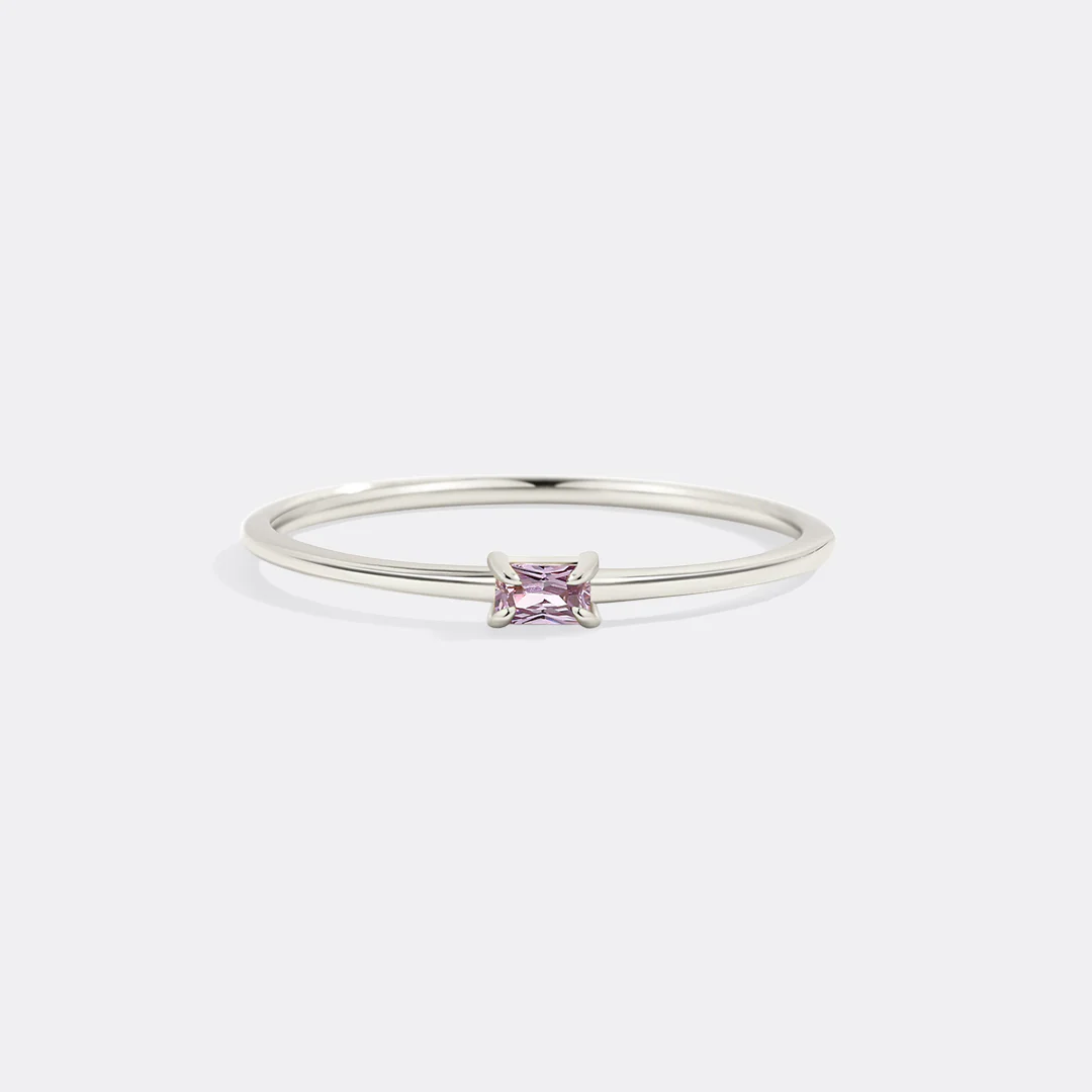 Dainty Baguette Birthstone Stacking Ring - Image 44