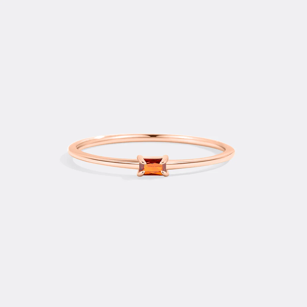 Dainty Baguette Birthstone Stacking Ring - Image 45