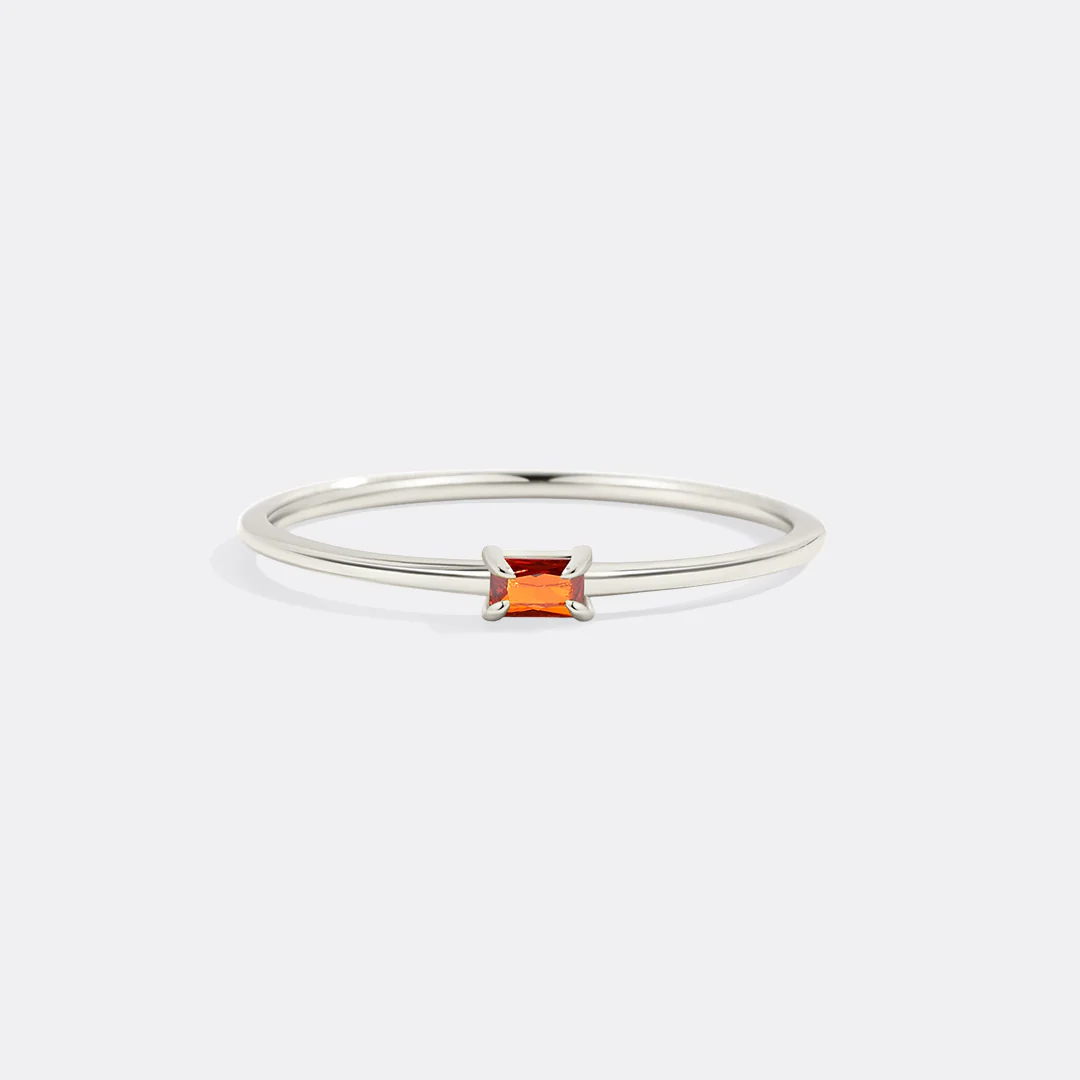 Dainty Baguette Birthstone Stacking Ring - Image 46