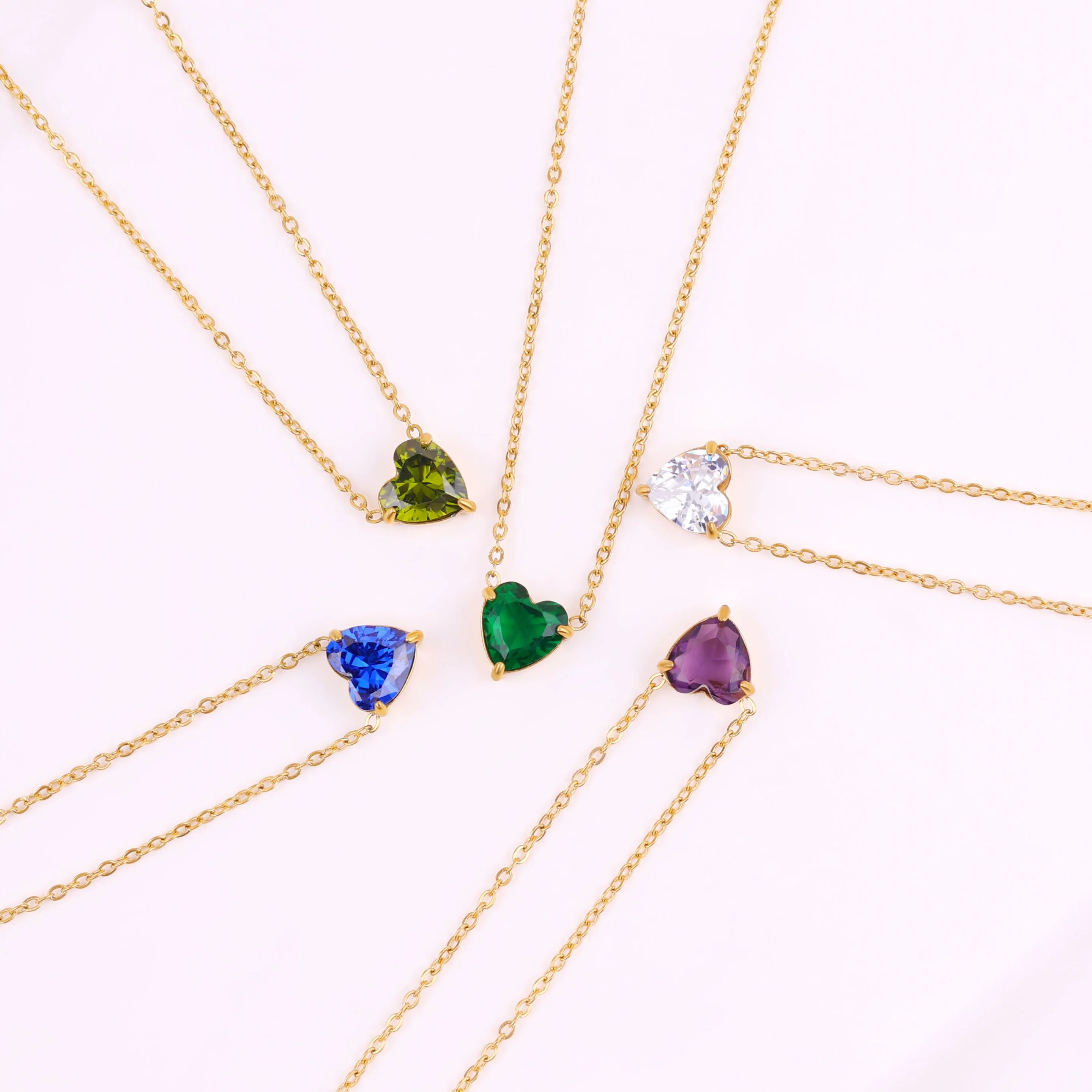 Dainty Birthstone Heart Necklace - Image 5