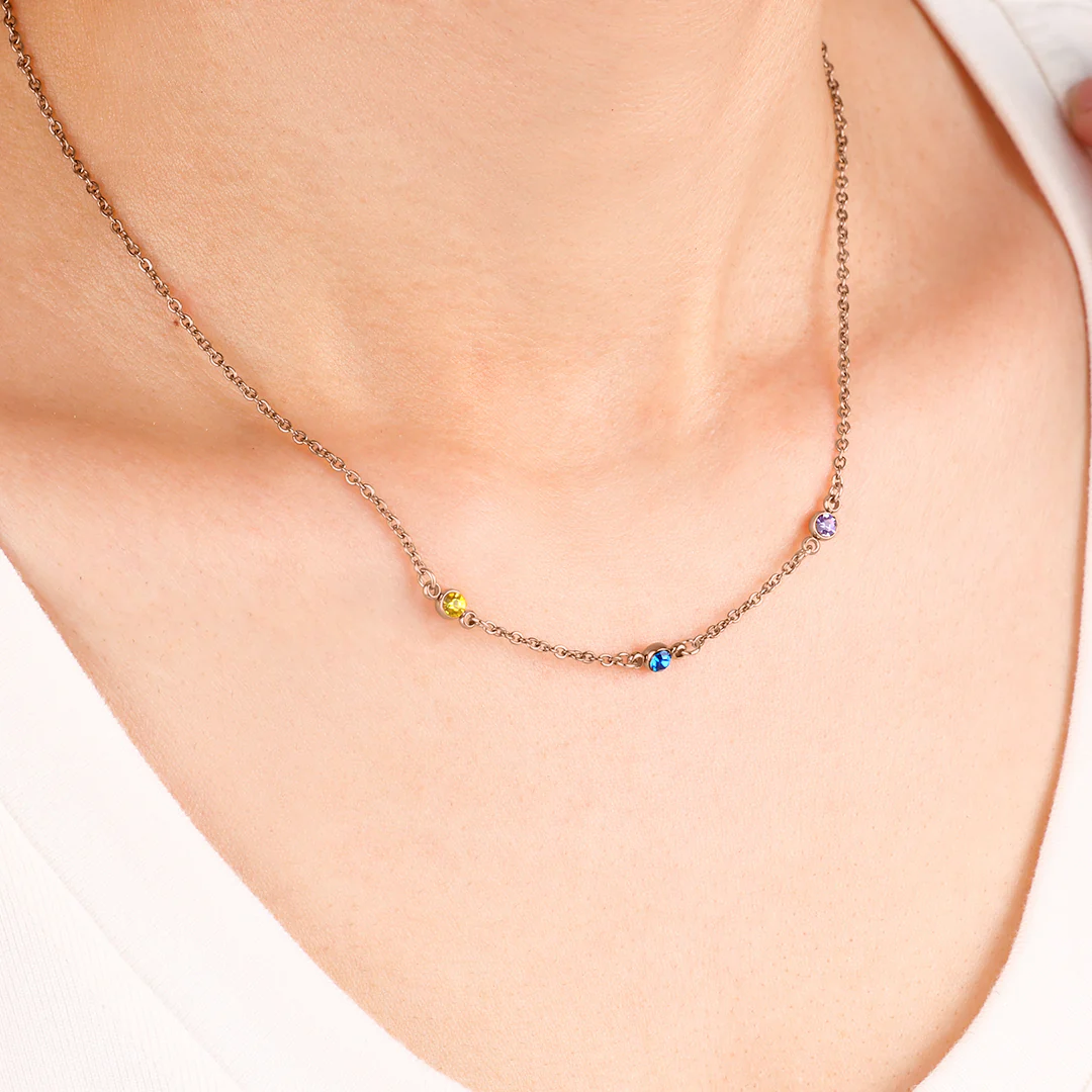 Dainty Birthstone Station Necklace - Image 7