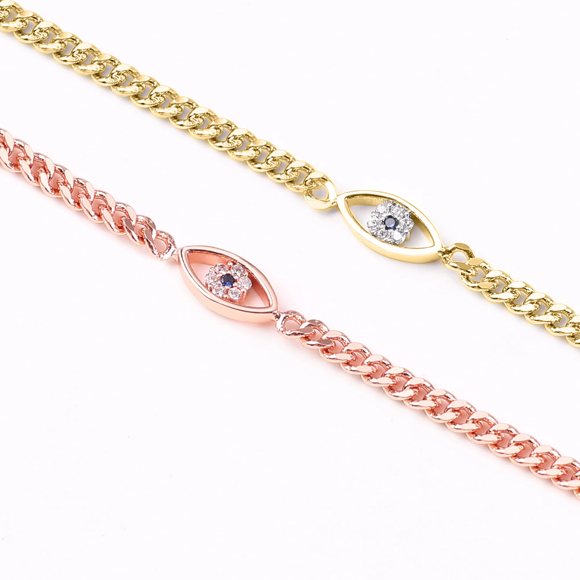 Dainty Cuban Link Chain Evil Eye Bracelet - Image 10