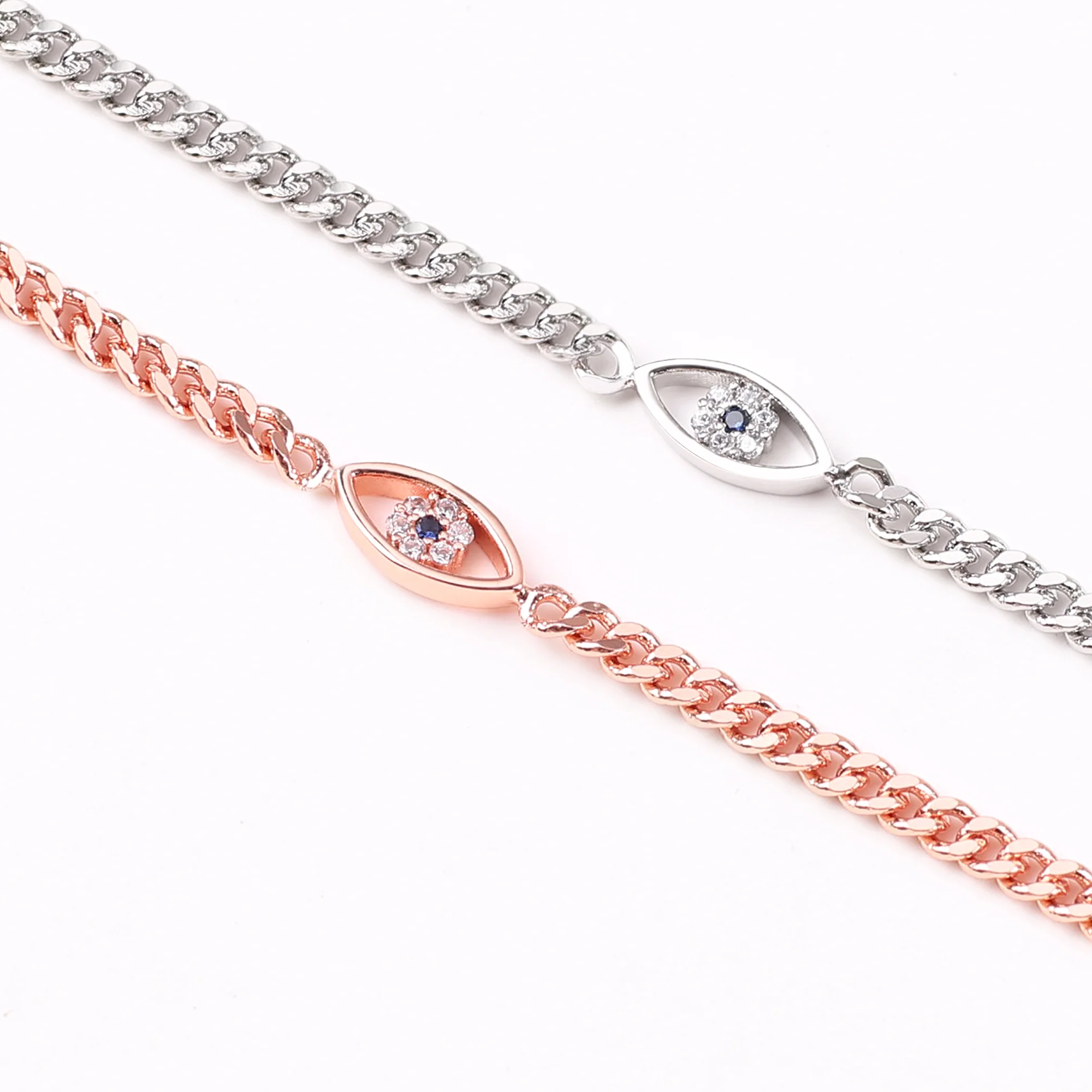 Dainty Cuban Link Chain Evil Eye Bracelet - Image 15