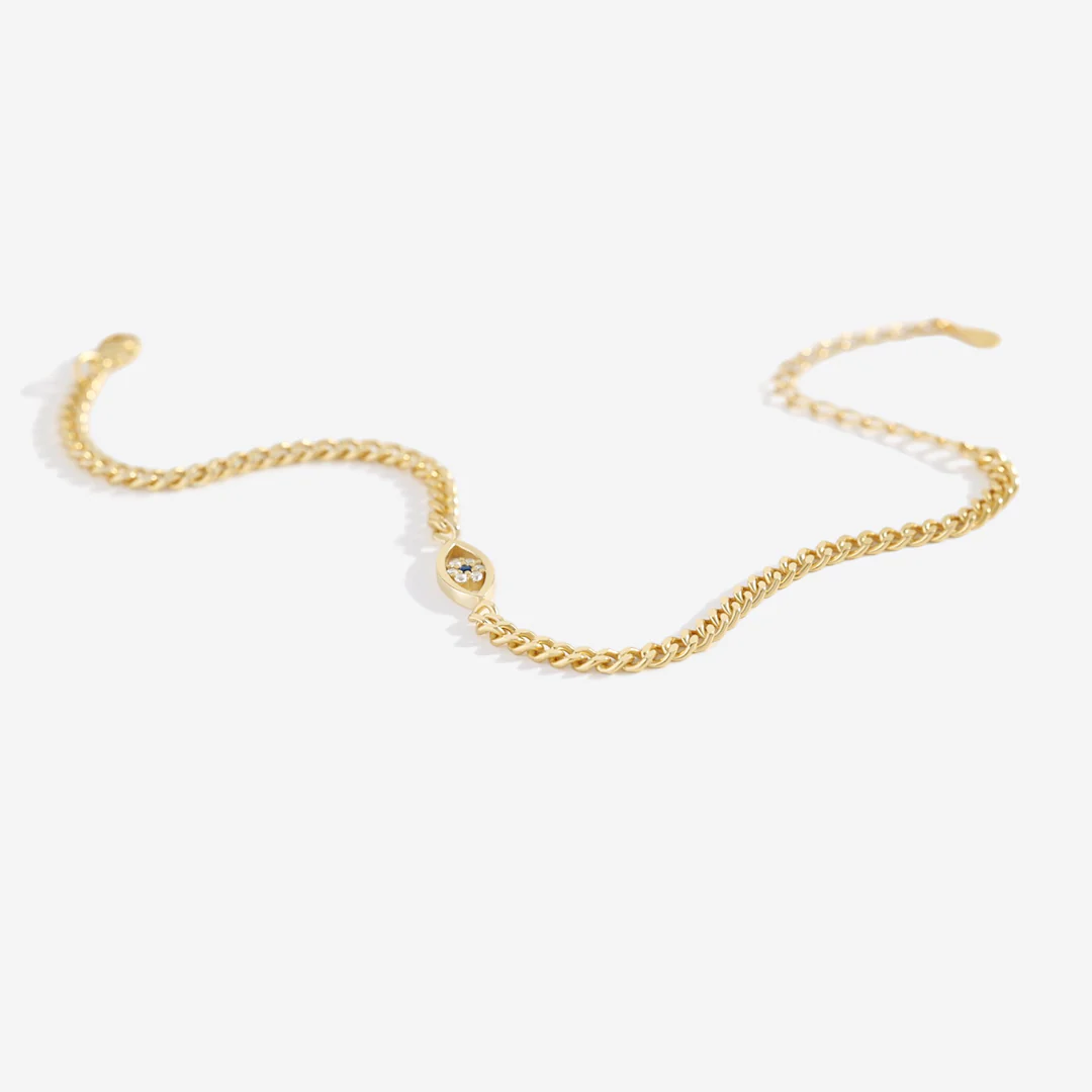 Dainty Cuban Link Chain Evil Eye Bracelet - Image 21