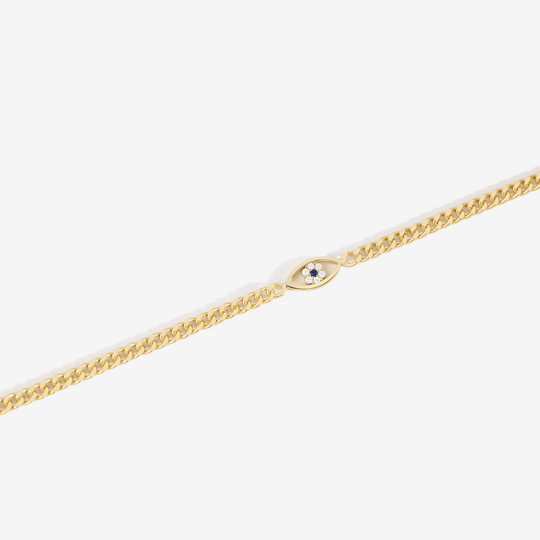 Dainty Cuban Link Chain Evil Eye Bracelet - Image 22