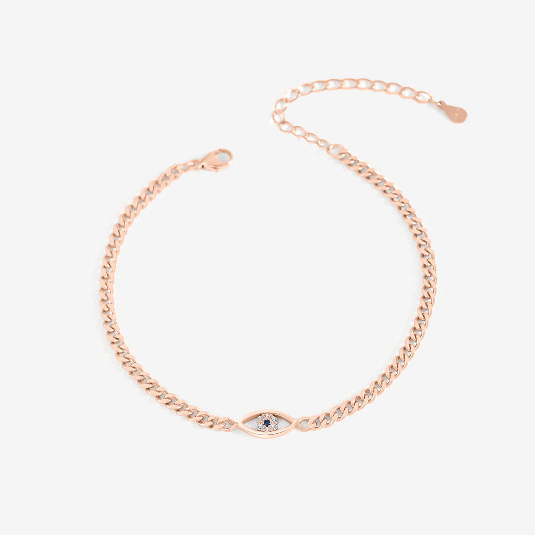 Dainty Cuban Link Chain Evil Eye Bracelet - Image 24