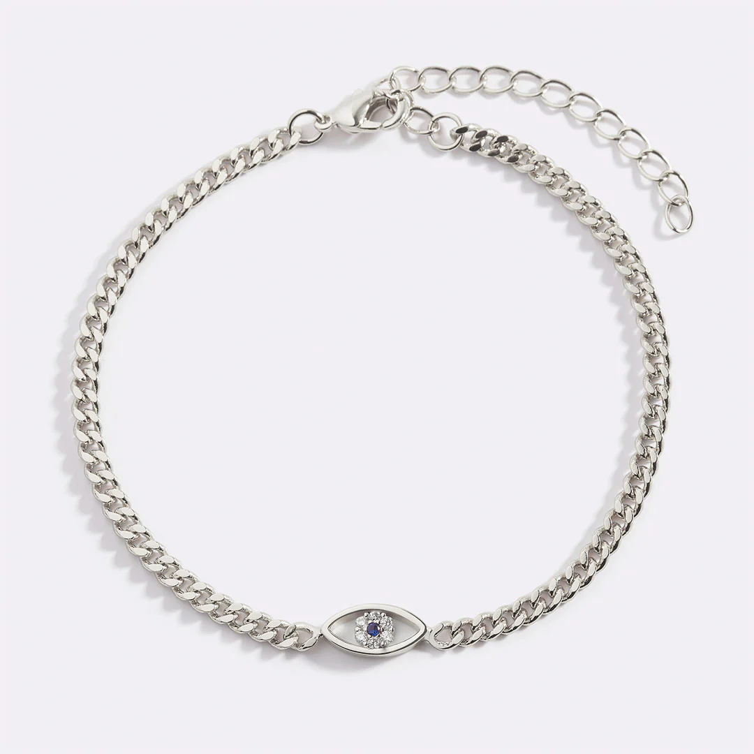 Dainty Cuban Link Chain Evil Eye Bracelet - Image 28