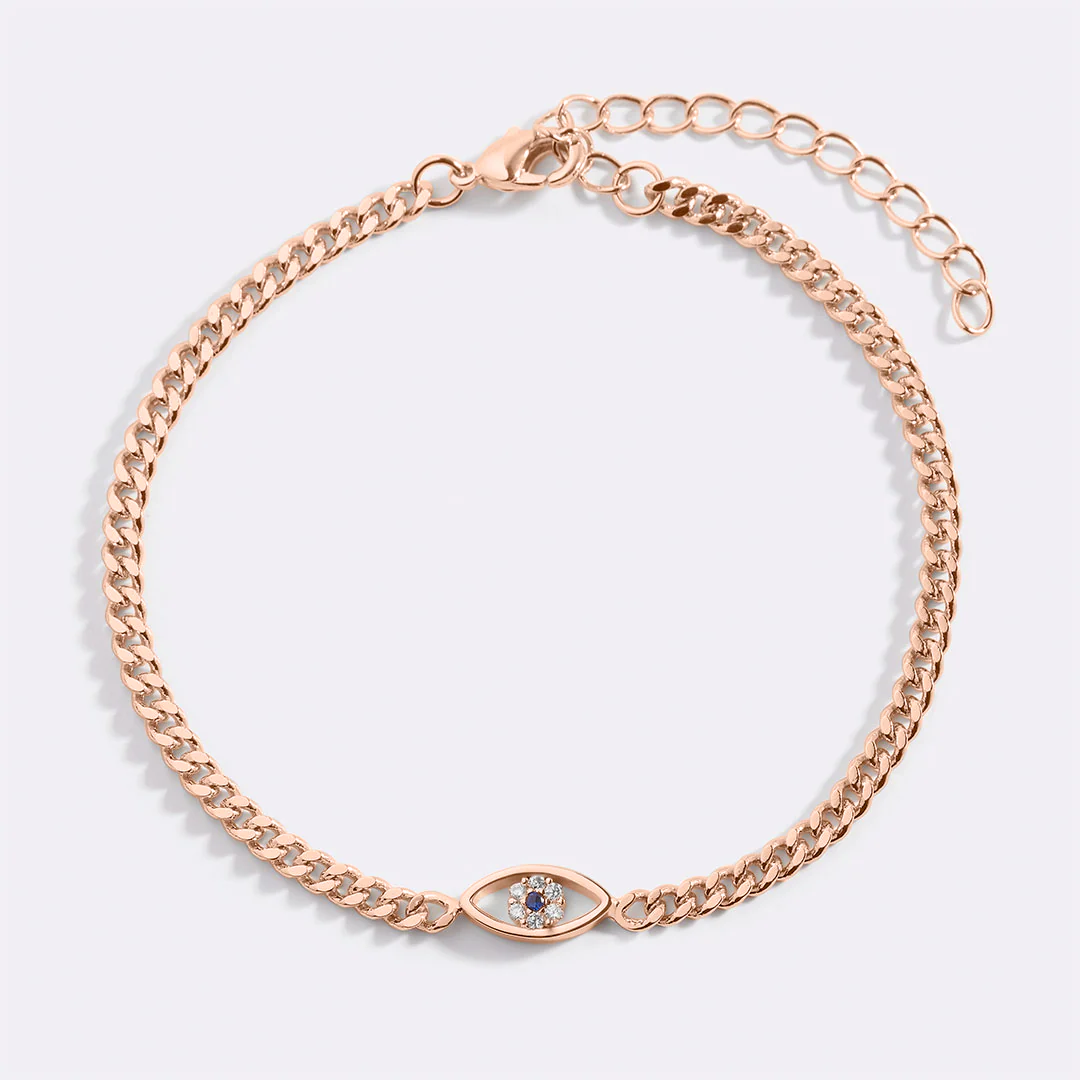 Dainty Cuban Link Chain Evil Eye Bracelet - Image 29