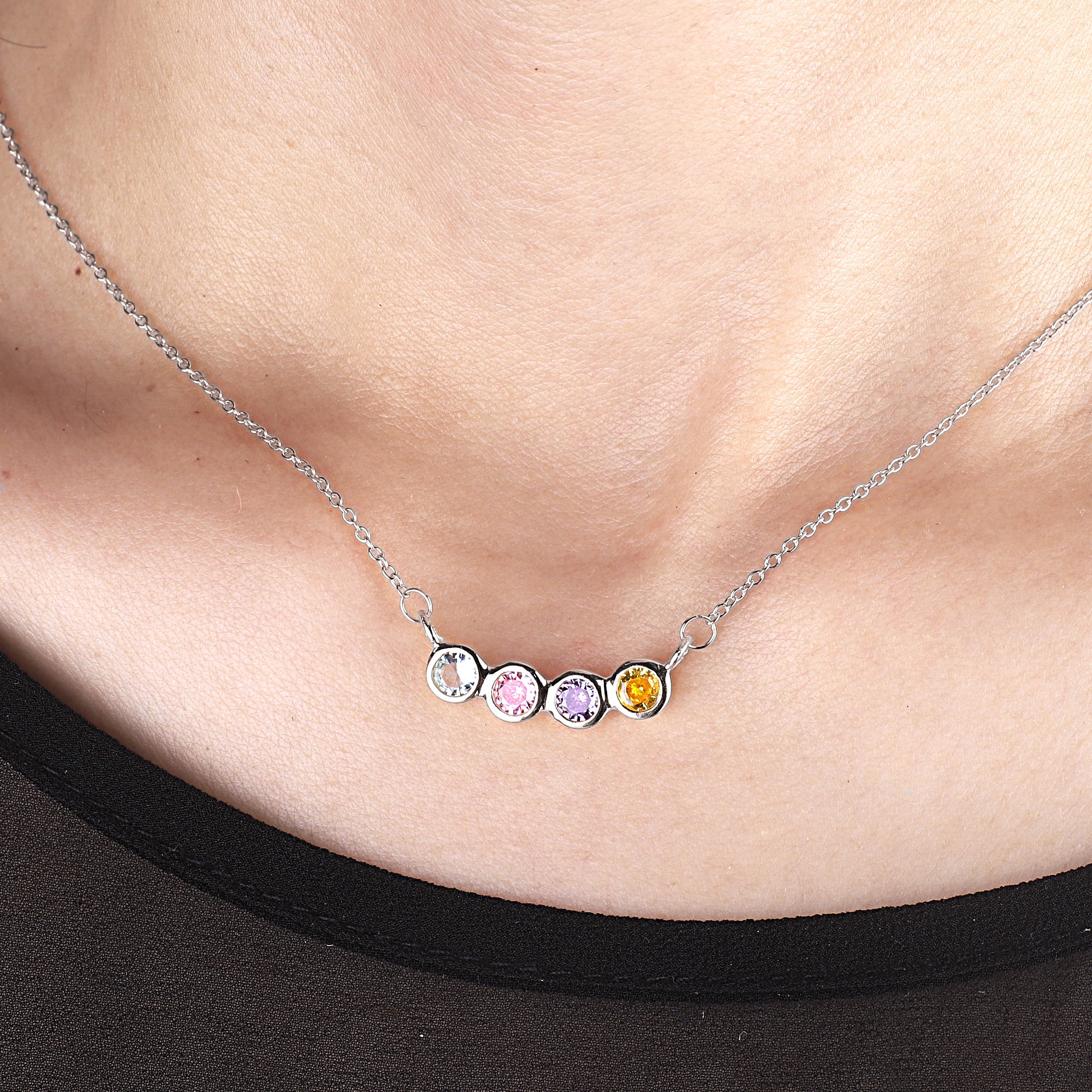 Dainty Family Birthstones Necklace - Image 11