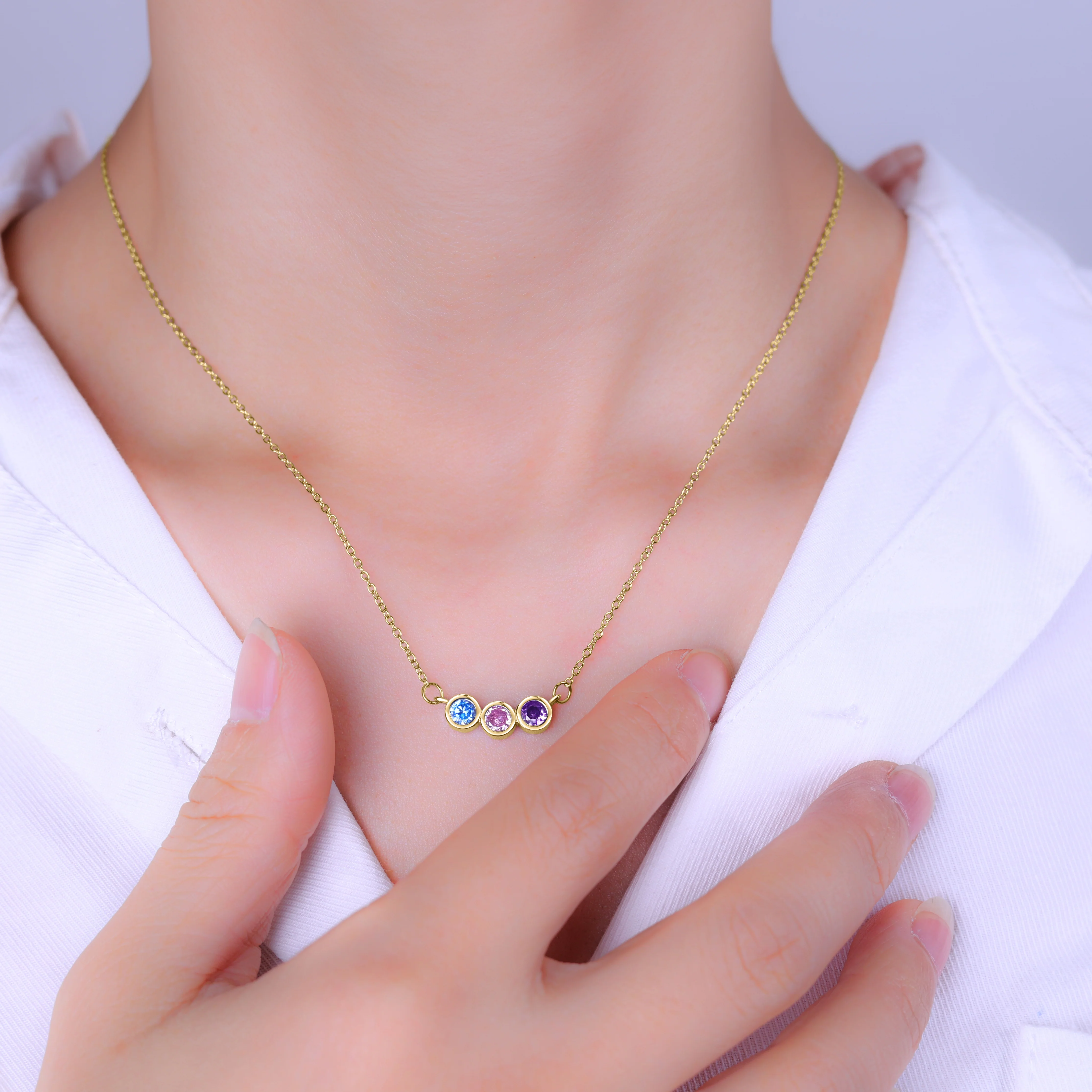 Dainty Family Birthstones Necklace - Image 26