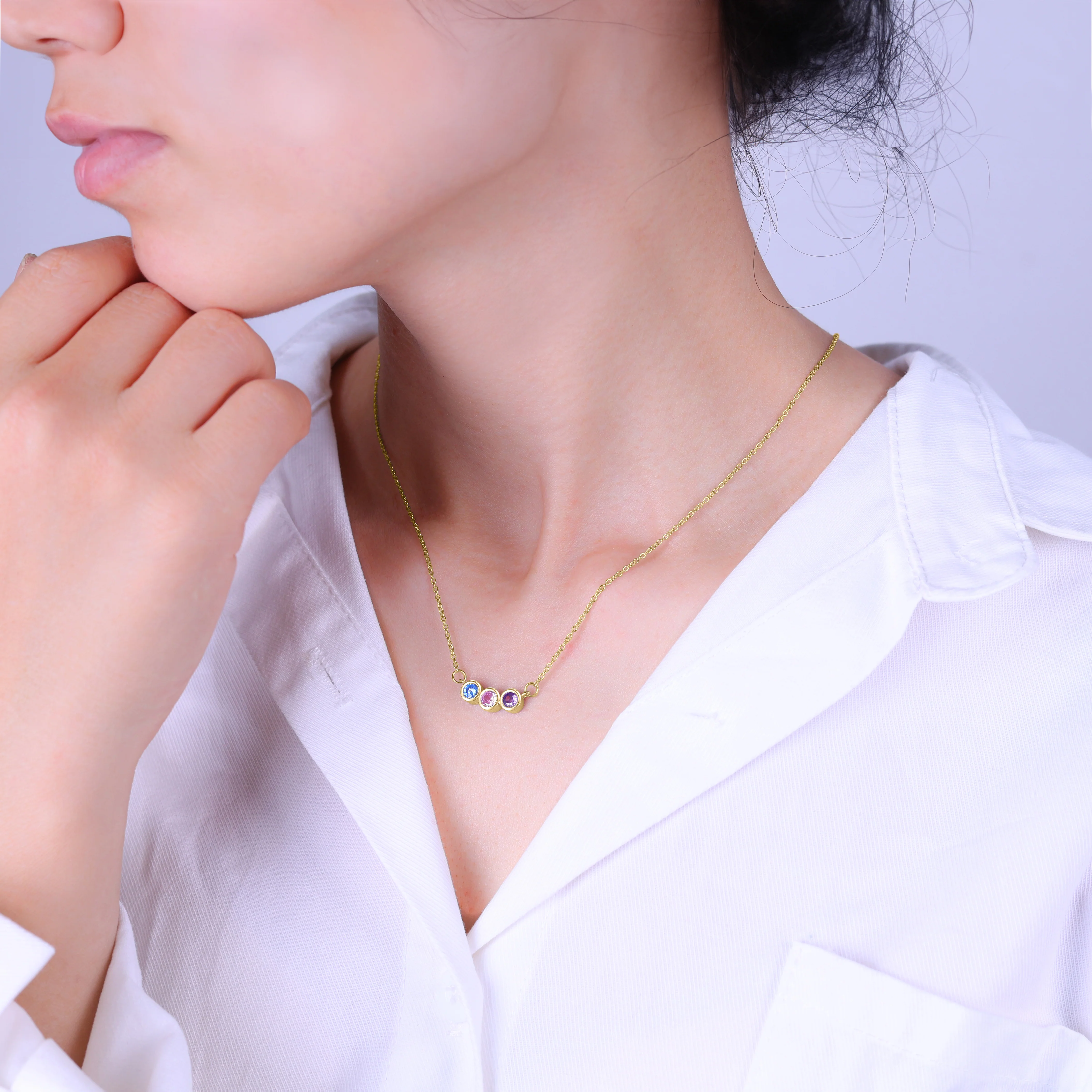 Dainty Family Birthstones Necklace - Image 28