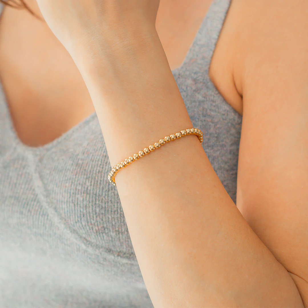Dainty Gold Beaded Bracelet - Image 5