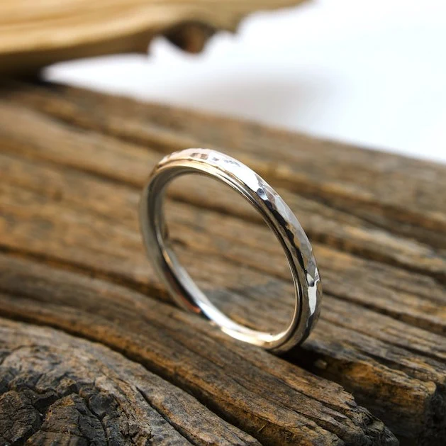 Dainty Hammered Band Spinning Fidget Ring - Image 16