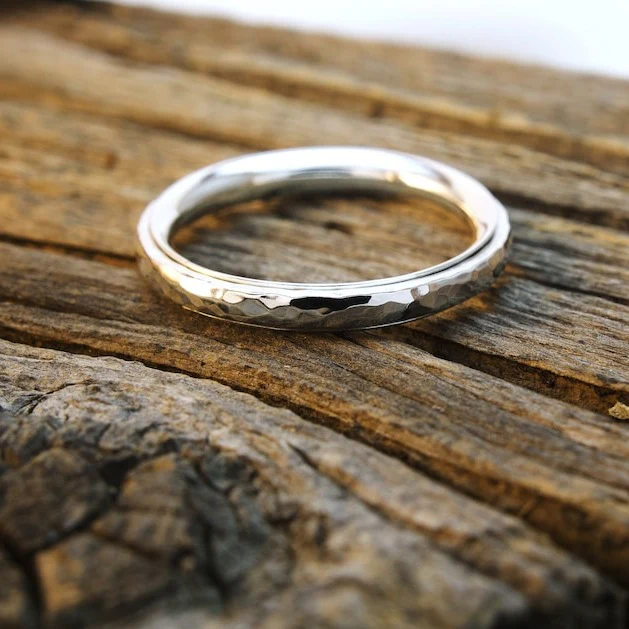 Dainty Hammered Band Spinning Fidget Ring - Image 17