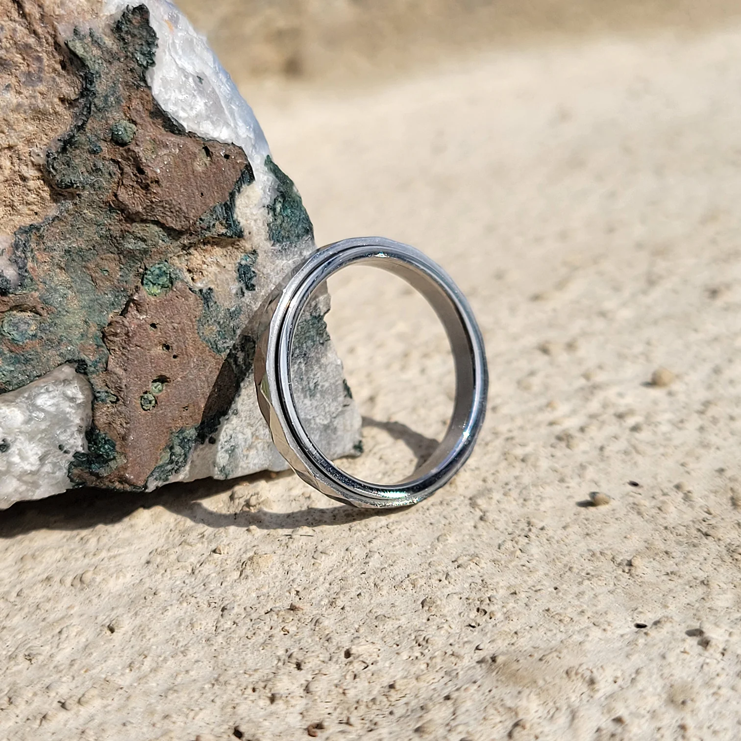 Dainty Hammered Band Spinning Fidget Ring - Image 24
