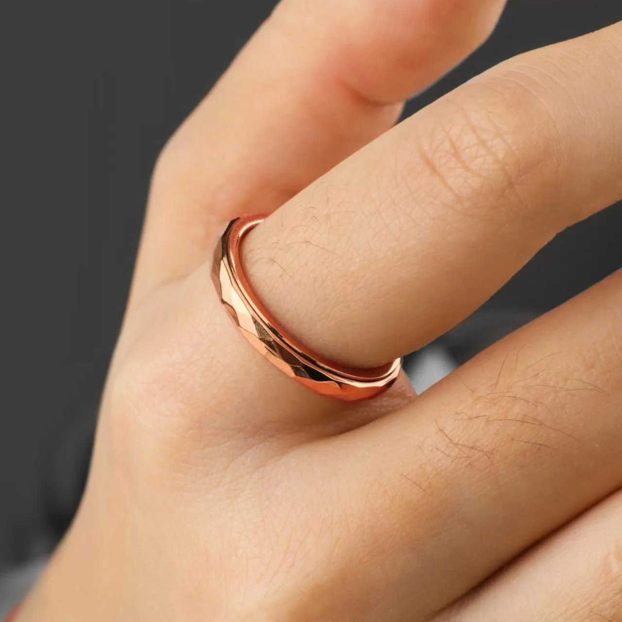 Dainty Hammered Band Spinning Fidget Ring - Image 35