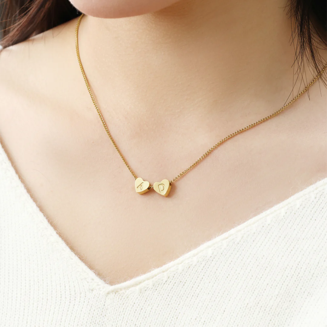 Dainty Heart Stacking Initial Necklace - Image 3