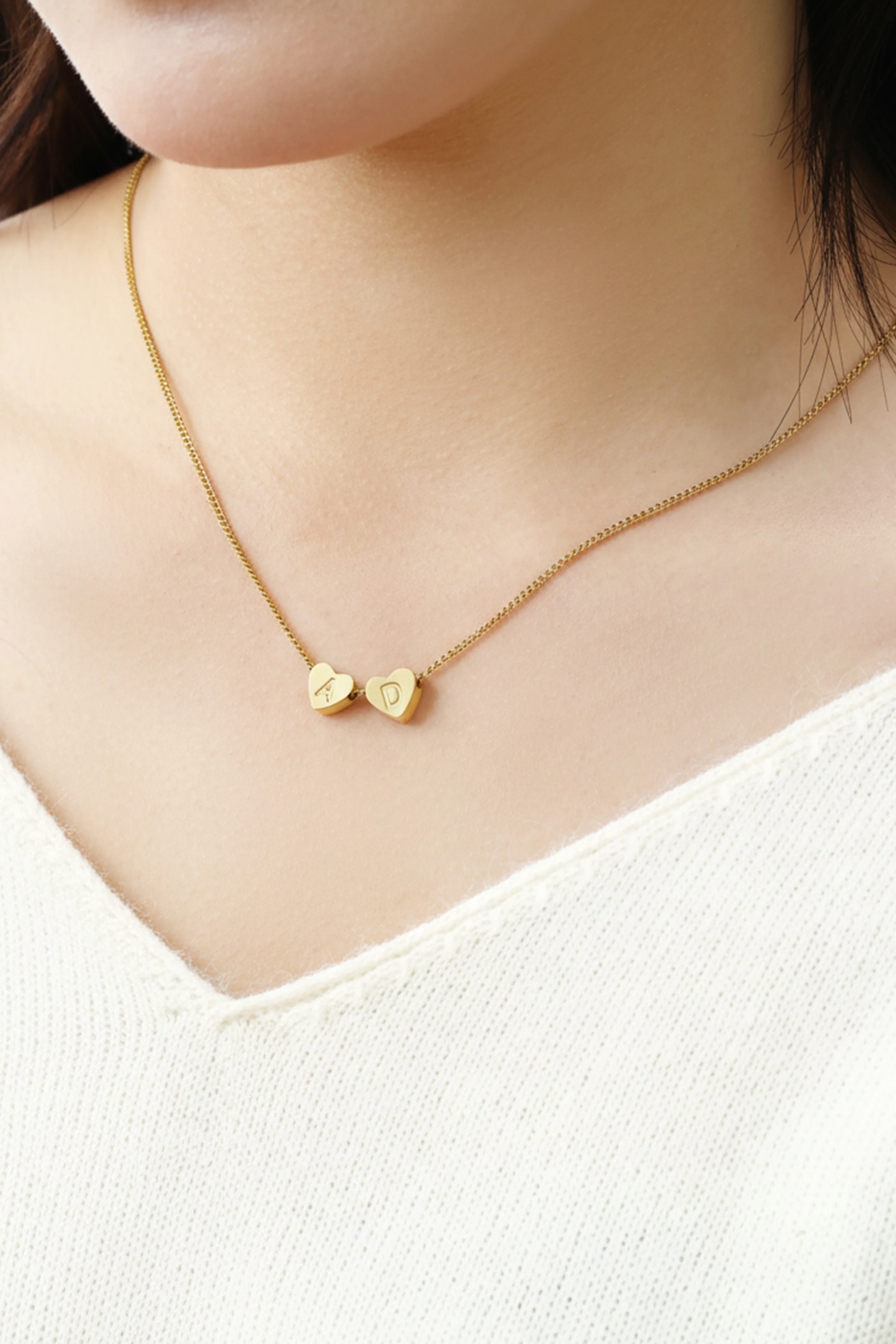 Dainty Heart Stacking Initial Necklace - Image 6