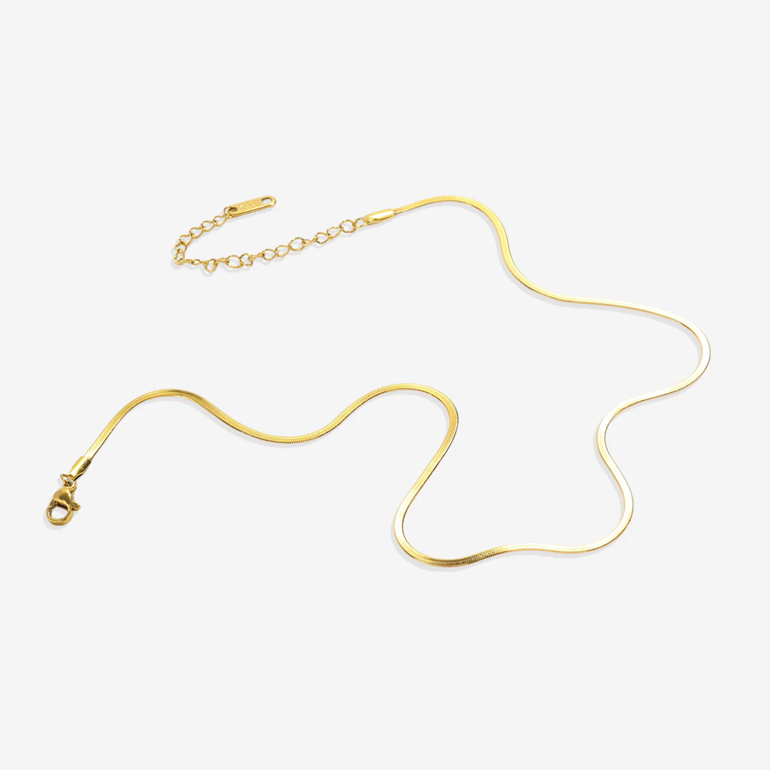 Dainty Herringbone Chain Necklace - Image 3