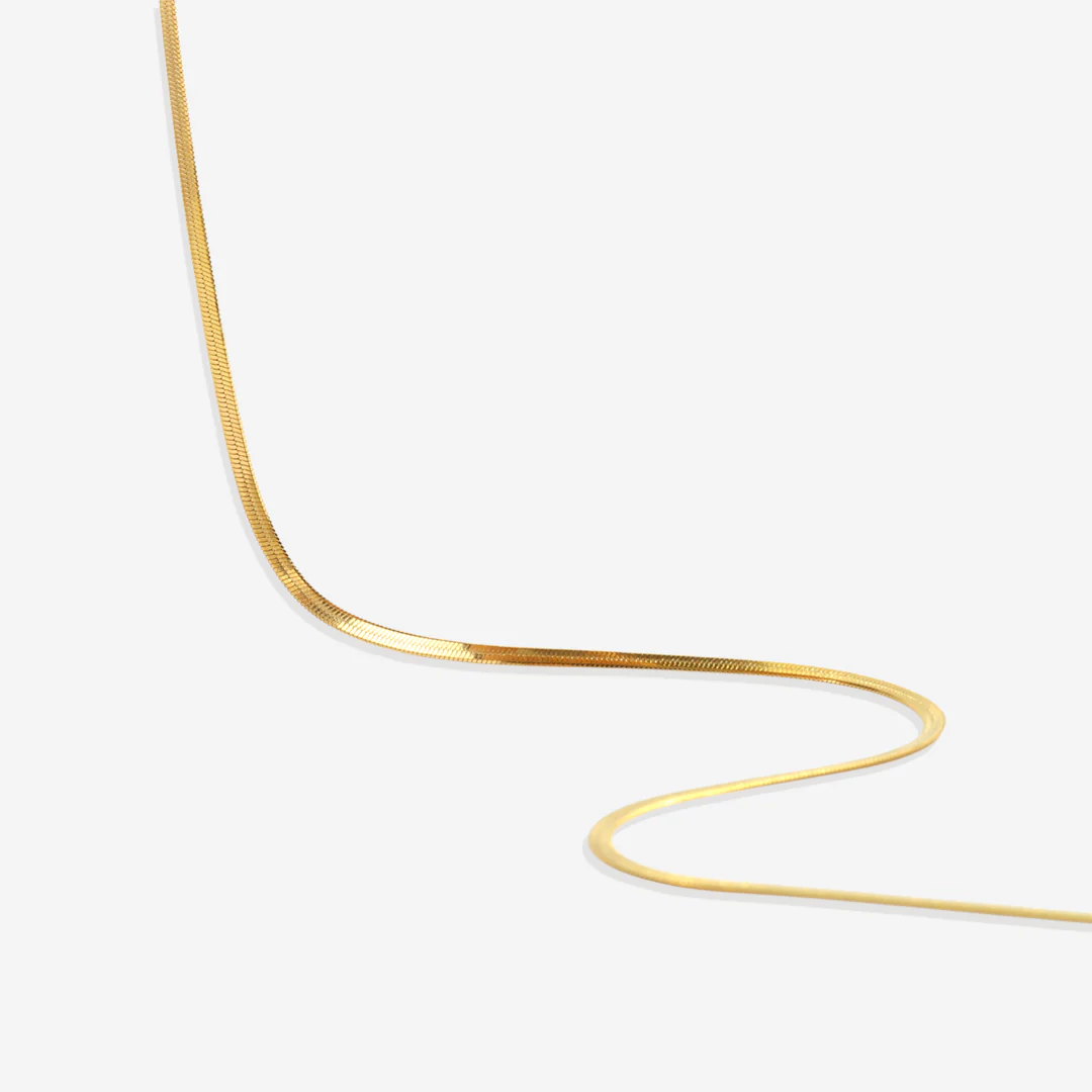 Dainty Herringbone Chain Necklace - Image 4