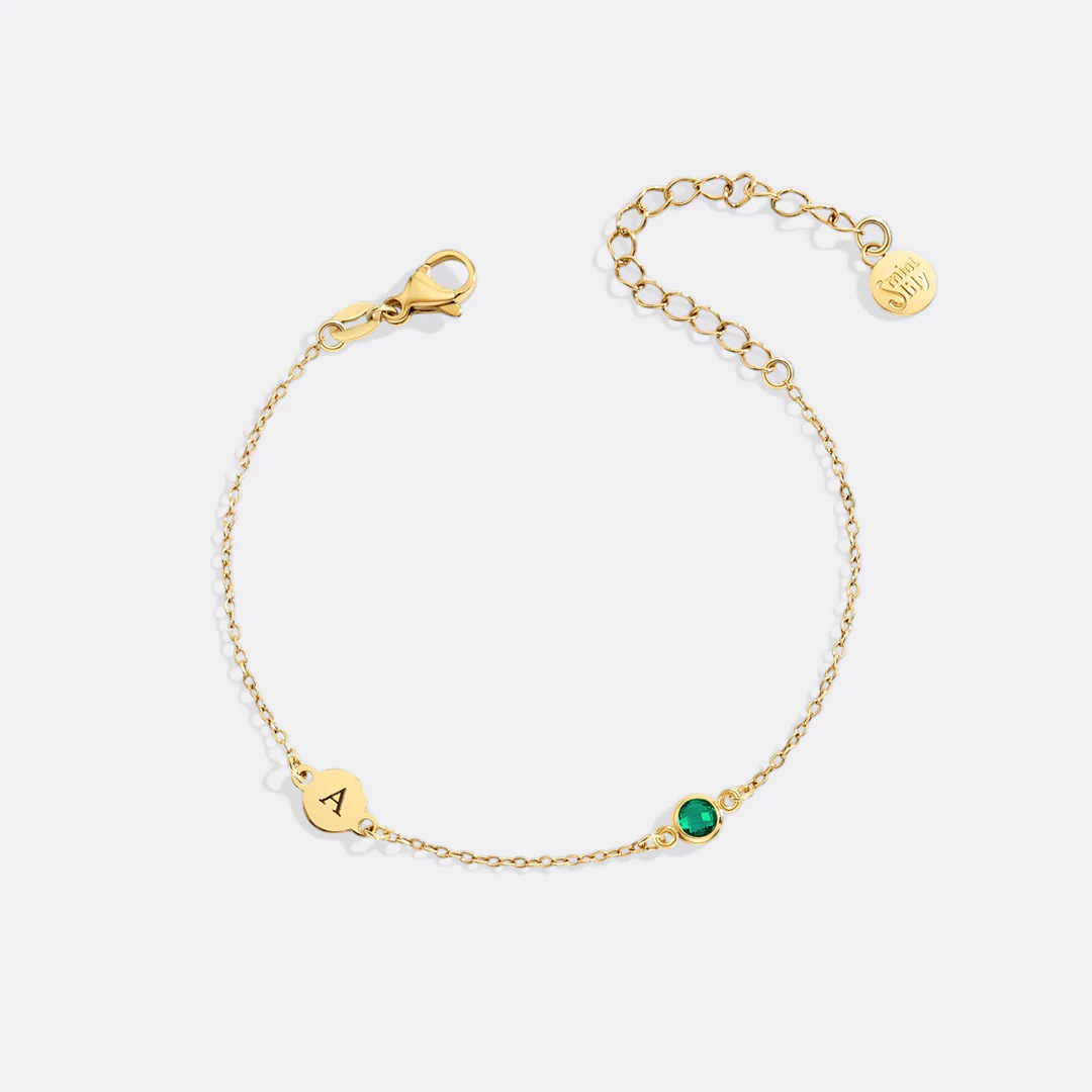 Dainty Initial and Birthstone Bracelet - Image 14