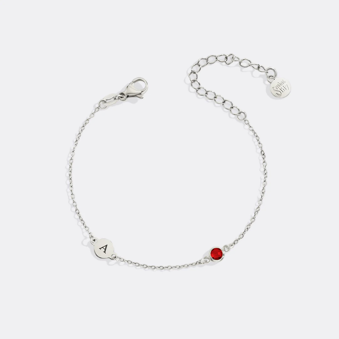 Dainty Initial and Birthstone Bracelet - Image 3