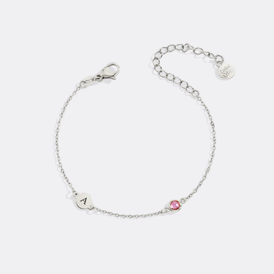 Dainty Initial and Birthstone Bracelet - Image 32