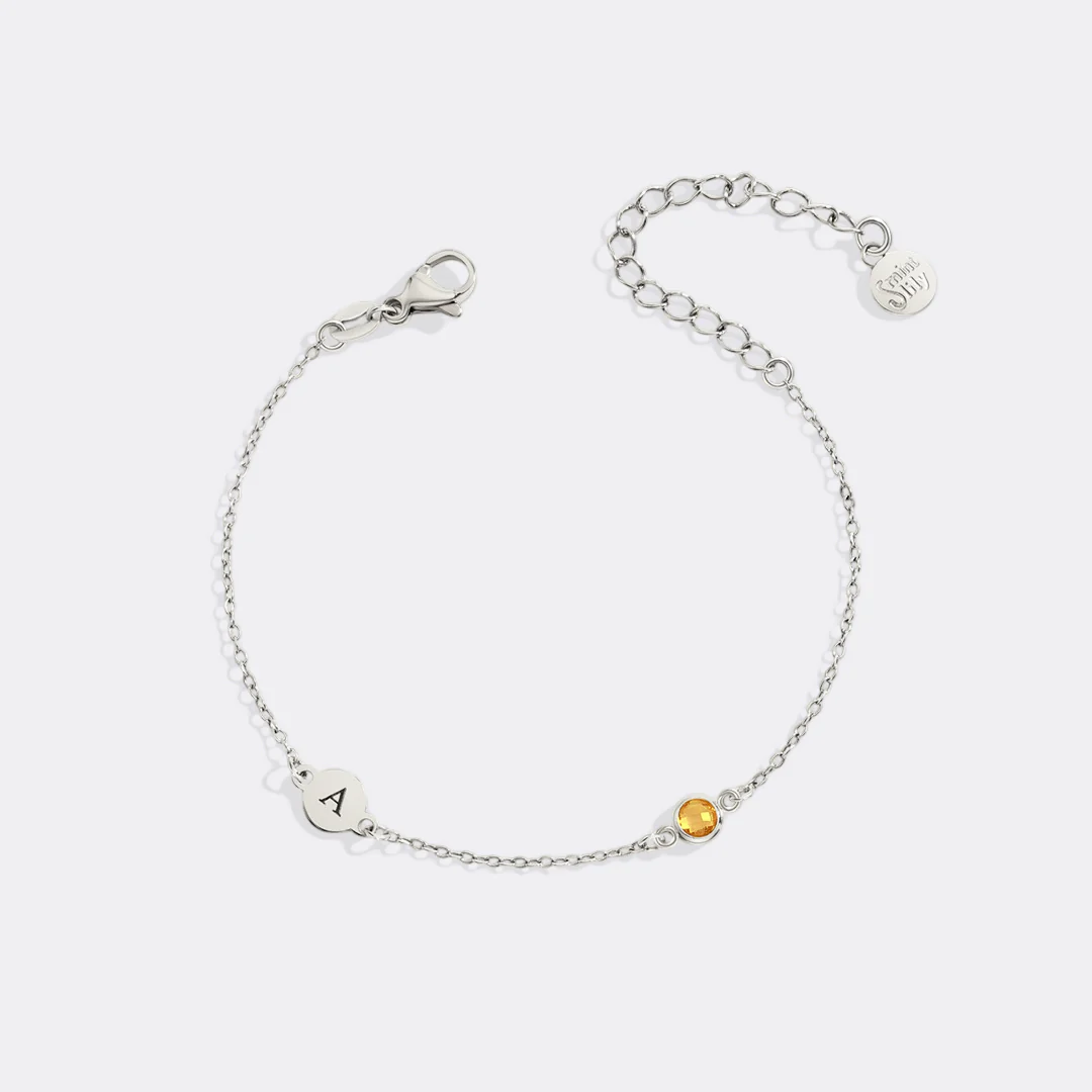 Dainty Initial and Birthstone Bracelet - Image 36