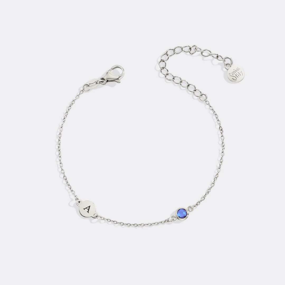 Dainty Initial and Birthstone Bracelet - Image 38