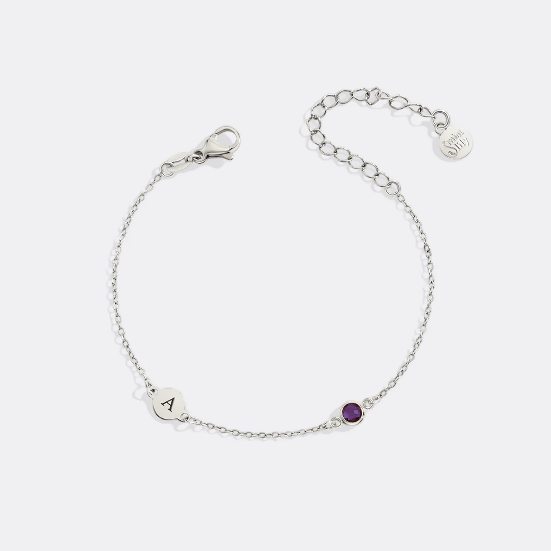 Dainty Initial and Birthstone Bracelet - Image 7