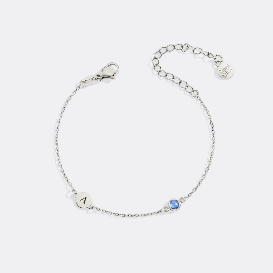 Dainty Initial and Birthstone Bracelet - Image 9