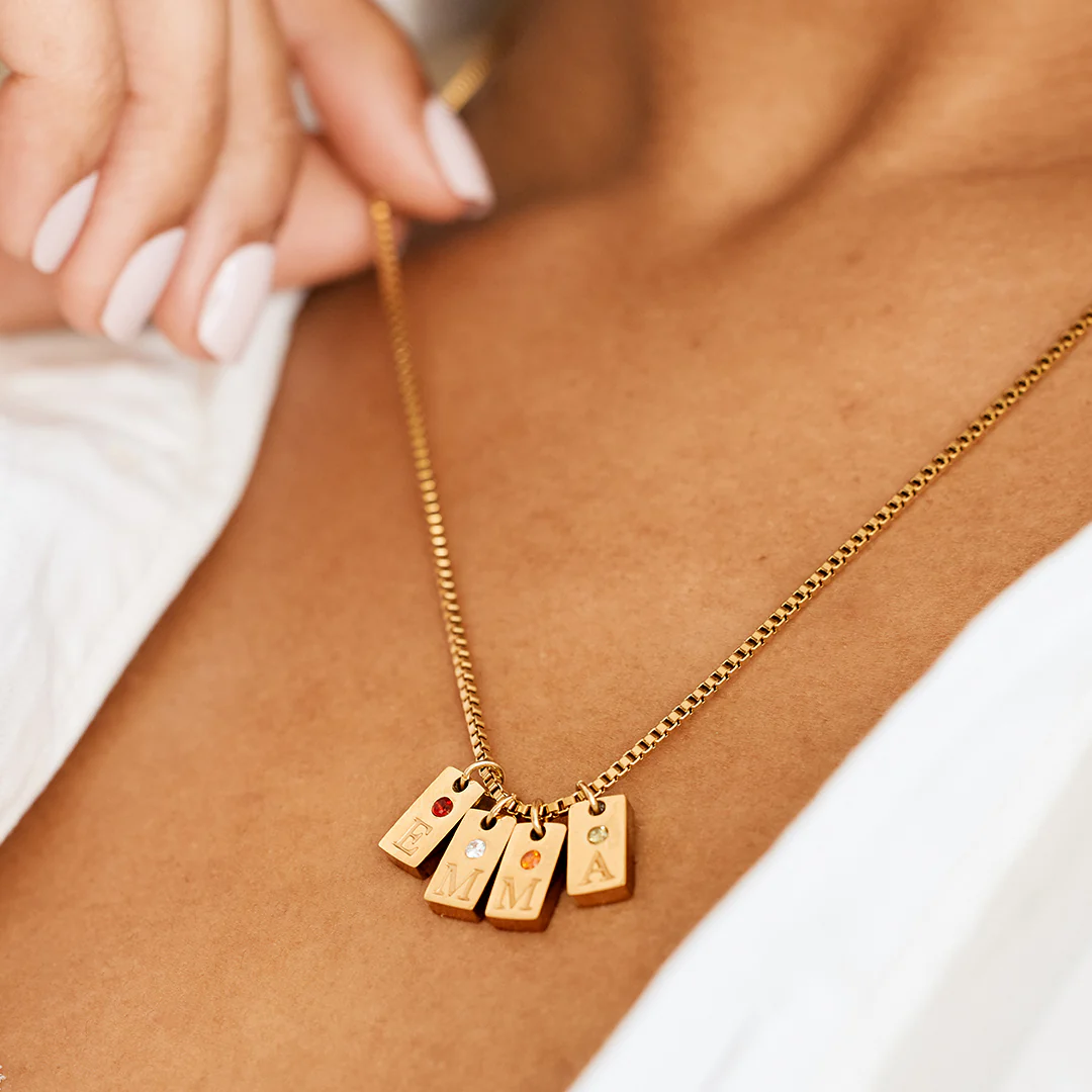 Dainty Pave Tag Initial Necklace - Image 3