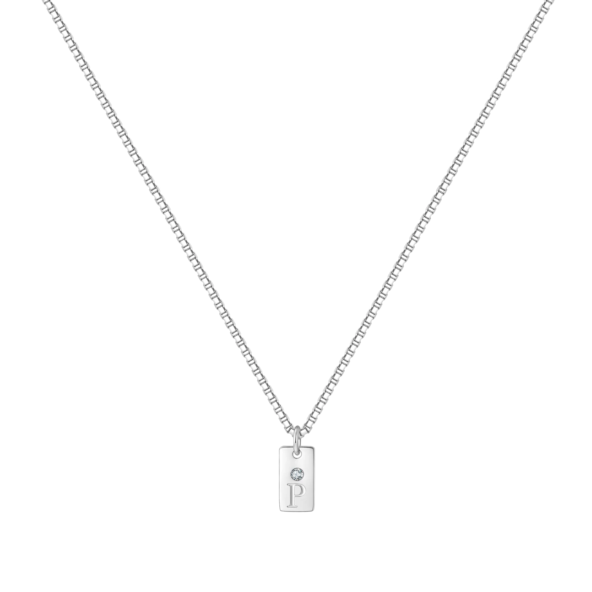 Dainty Pave Tag Initial Necklace - Image 8