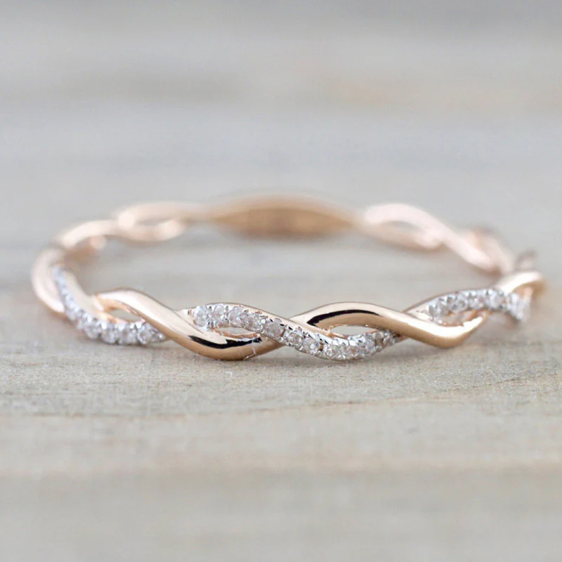 Dainty Pave Twist Stacking Ring - Image 11