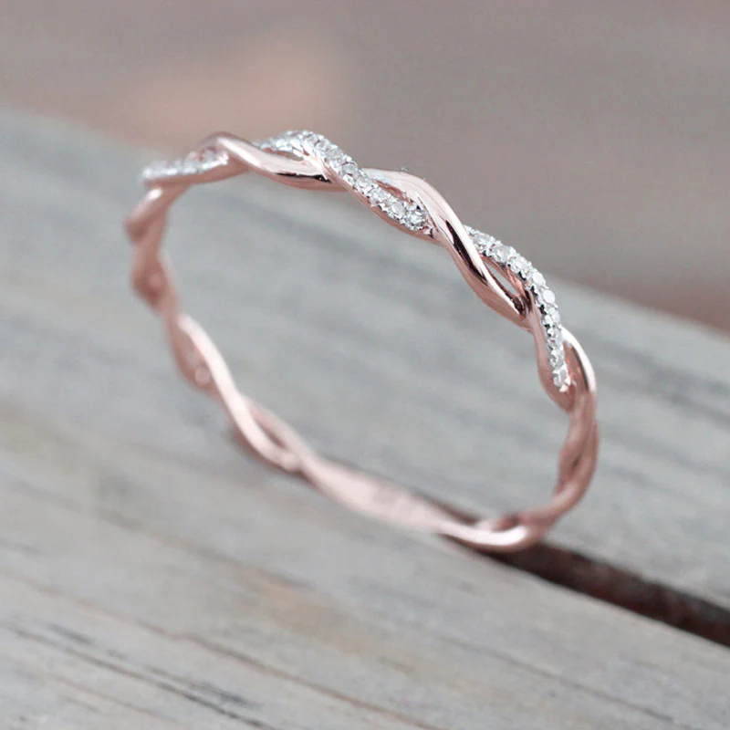 Dainty Pave Twist Stacking Ring - Image 13