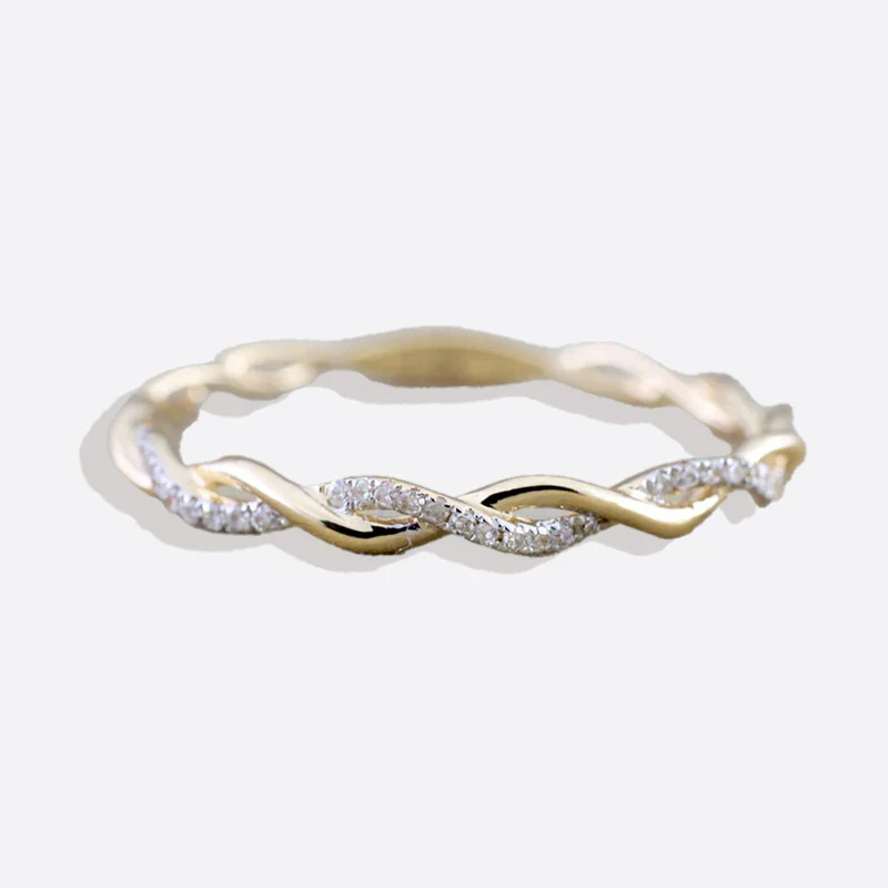 Dainty Pave Twist Stacking Ring - Image 21