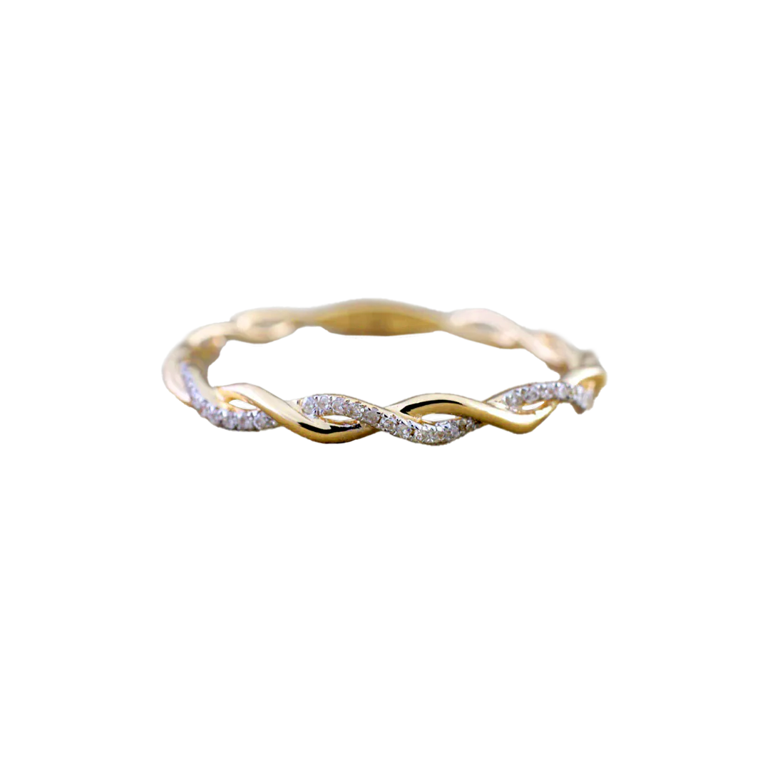 Dainty Pave Twist Stacking Ring - Image 4