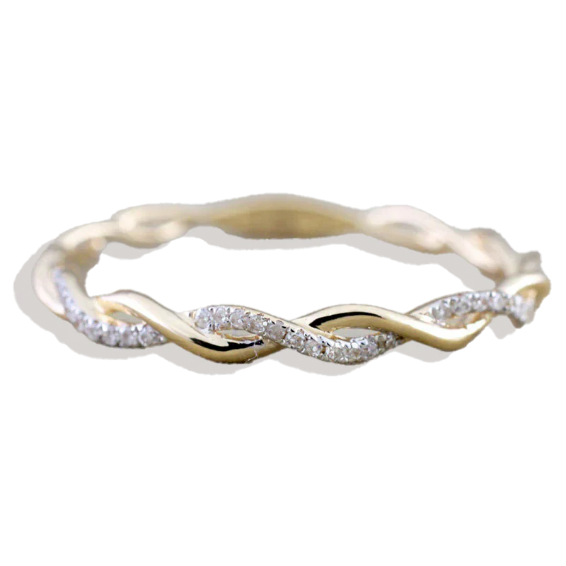 Dainty Pave Twist Stacking Ring - Image 5
