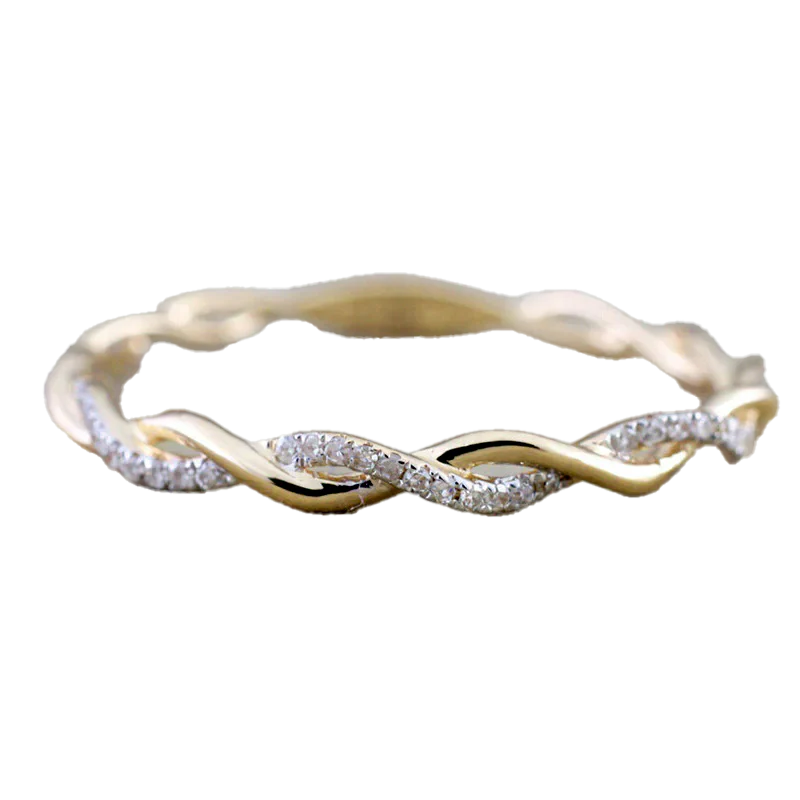 Dainty Pave Twist Stacking Ring - Image 7