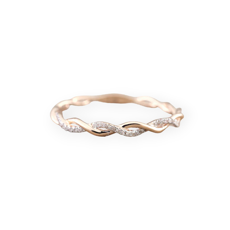 Dainty Pave Twist Stacking Ring - Image 8