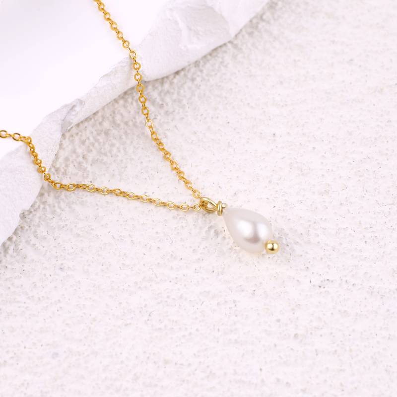 Dainty Pearl Drop Necklace - Image 5