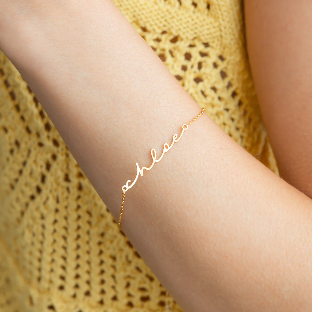 Dainty Script Name Bracelet - Image 3