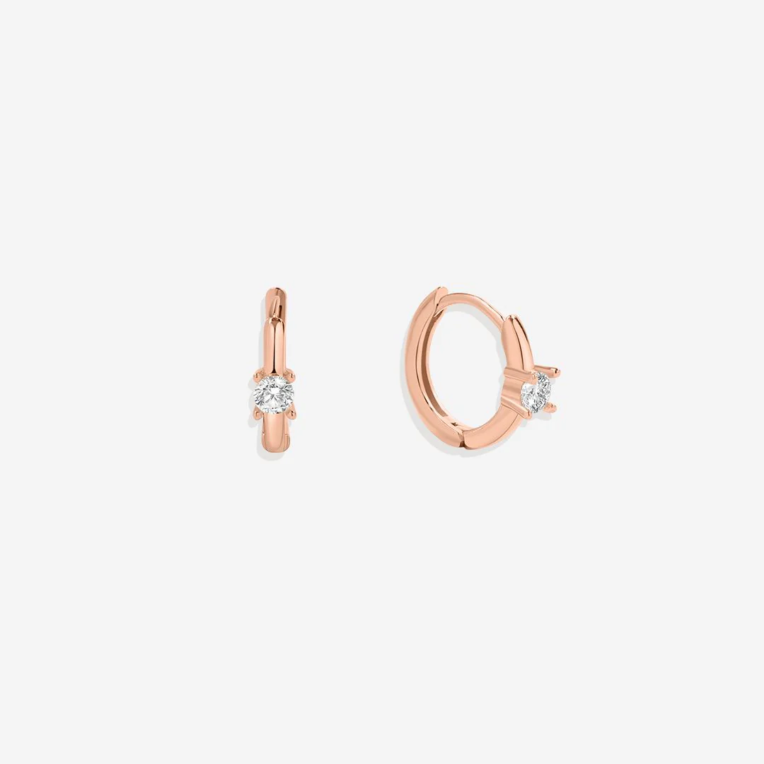 Dainty Single Stone Huggie Hoops - Image 13